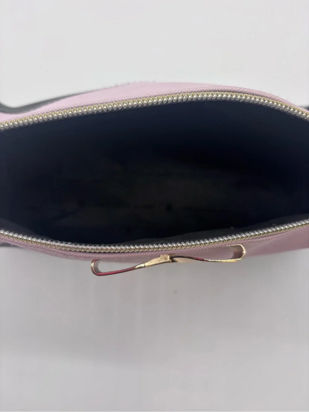 Victoria's Secret Pink and Black Colorblock Cosmetic Case with Gold Bow